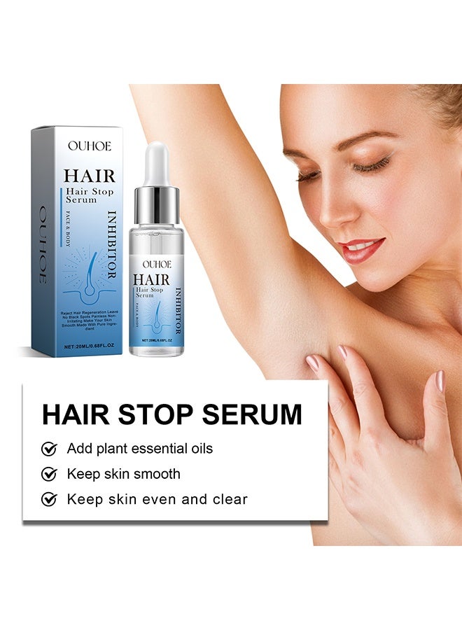 OUHOE Hair Stop Serum, Reduces Unwanted Hair Growth, Moisturizes & Soothes The Skin, Reducing Body Hair Growth, Shrink Pores, Suitable for All Skin Types 20ml - Image 2